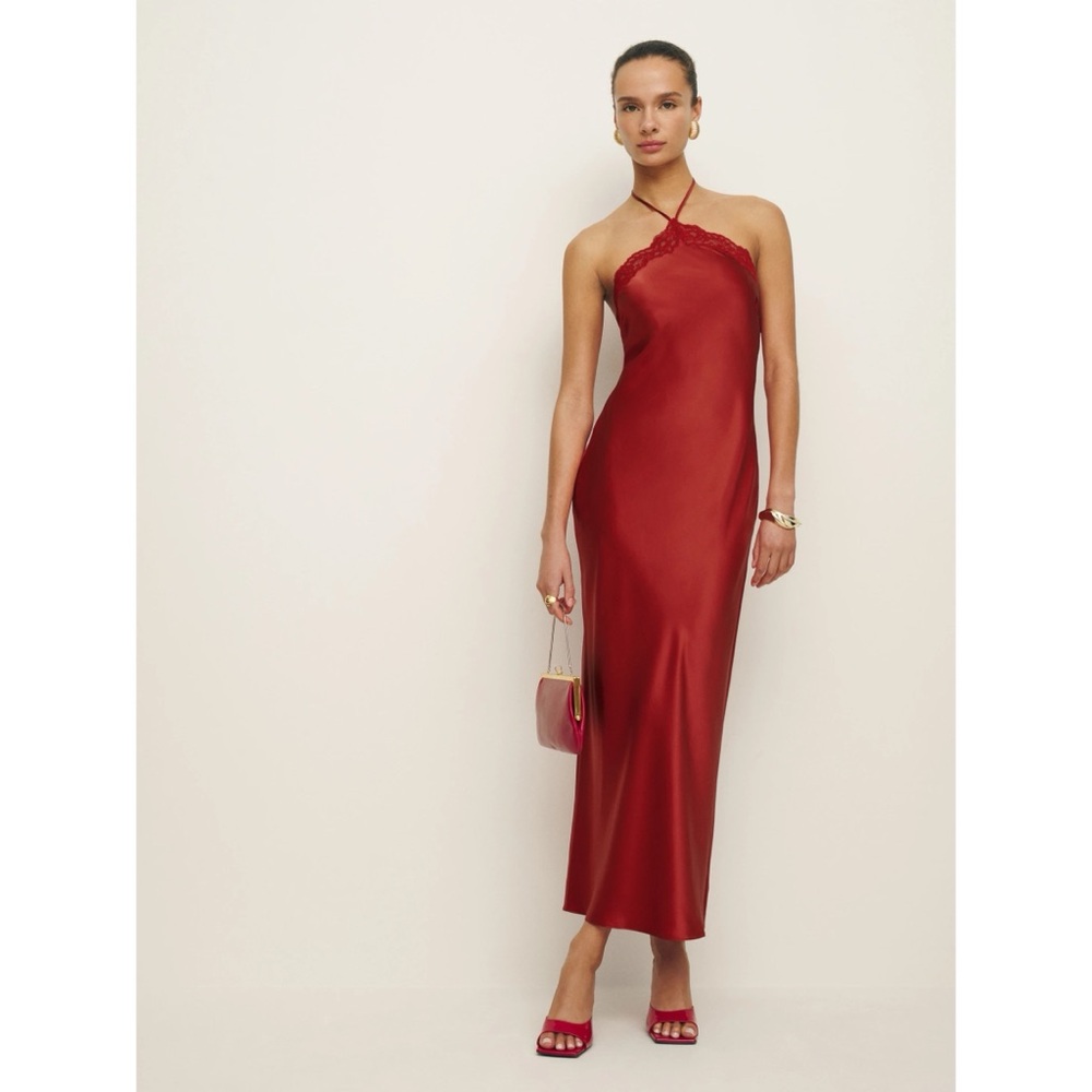 Reformation Aara Silk Dress in Sundried Tomato
